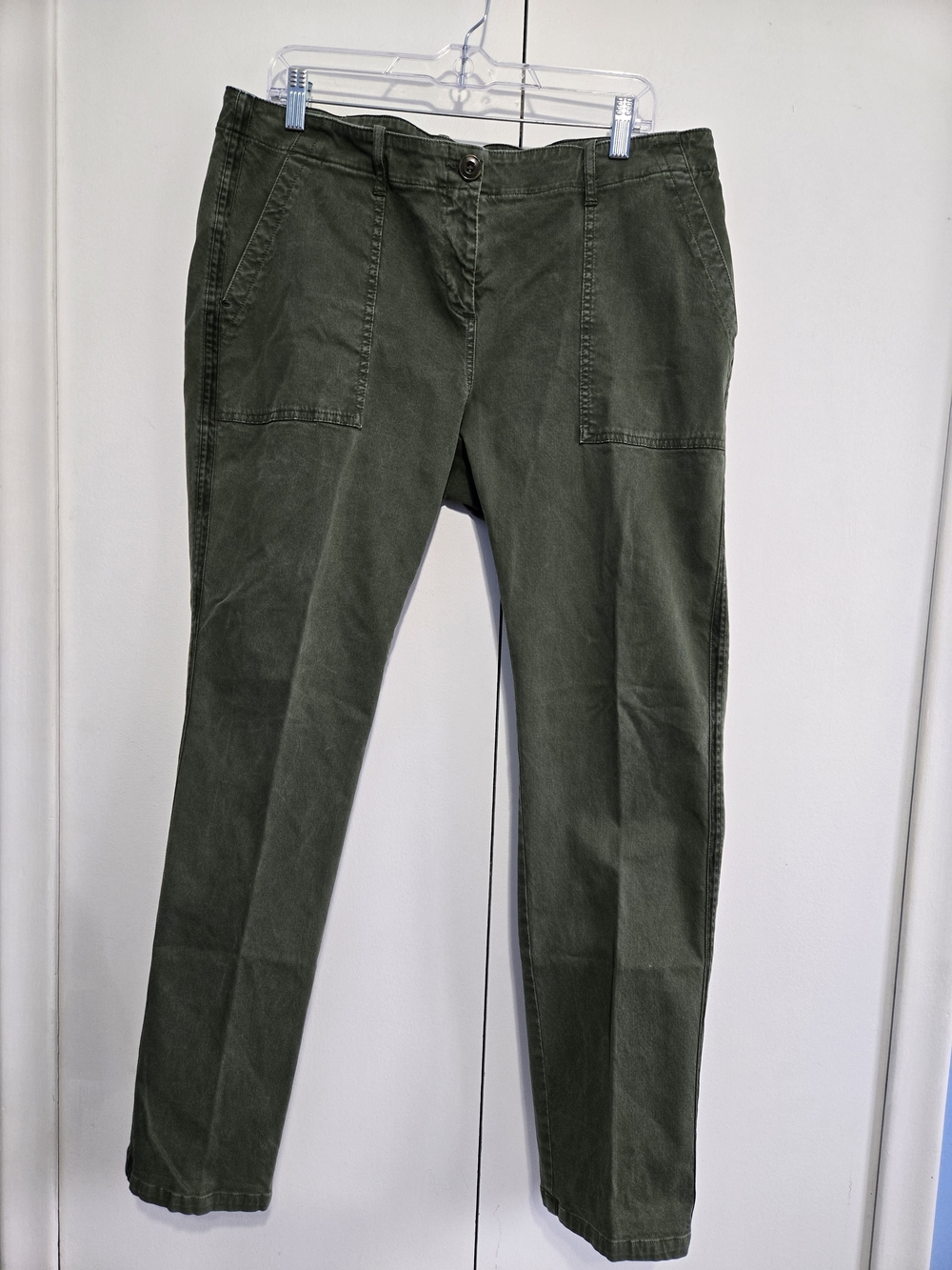 Boden Womens Olive Green Slim Leg Pants Size 12 Stretch Utility Casual‎